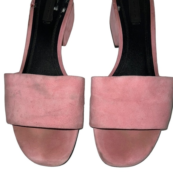 Alexander Wang Lou Pink Suede Slide Sandals - Picture 3 of 10